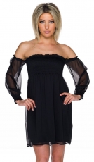 Sommerliches Kleid mit transparenten Chiffon-Ärmeln - schwarz